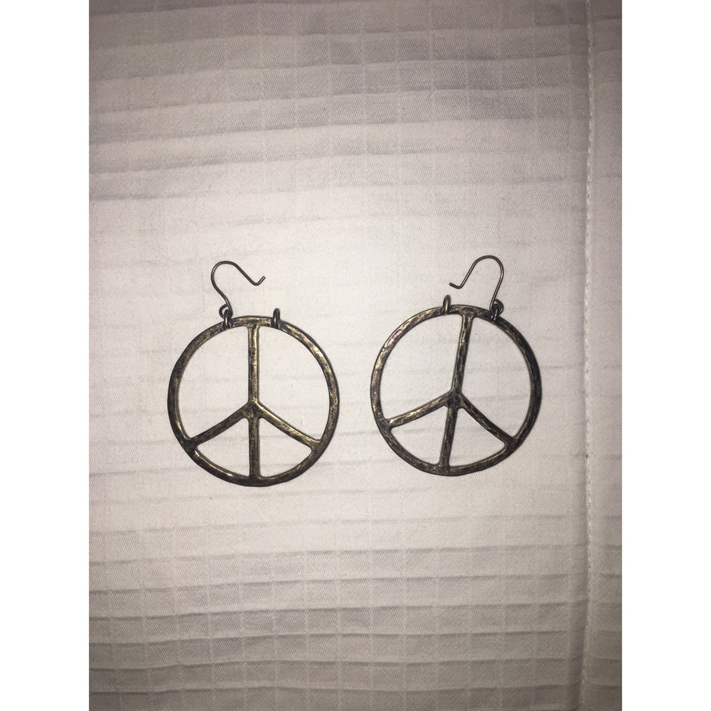 Gold peace sign earrings